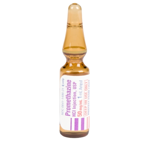 Promethazine HCl 50 mg / mL Intramuscular Injection Ampule 1 mL (Phenergan) ** (NDC #0641-1496-35 EACH) (Previous Pkg #52584-496-31) by Hikma Pharmaceuticals USA  ID 0404-9942-01